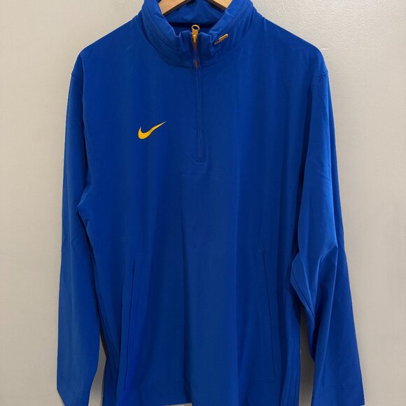 Nike Football Coaches Woven 1/4 Zip Jacket Blue Yellow Mens M FJ9545-495 NEW - Picture 1 of 8